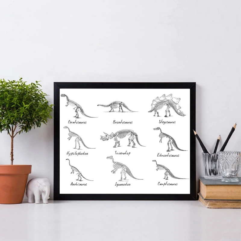 

Dinosaur Chart Poster Print Dinosaur List Wall Art Canvas Painting Paleontology Species Dinosaur Picture Boys Room Wall Decor
