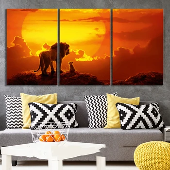 

Print Canvas Wall Art Modular Poster 3 Panel The Lion King Movie Modern Picture Home Decoration Living Room Painting Framework
