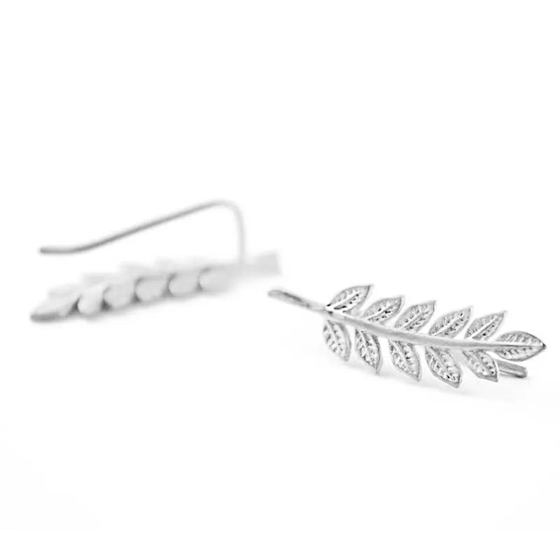 1 Pair Fashion Women's Leaves Crawler Ear Studs Leaf Vines Sweep Pin Earrings