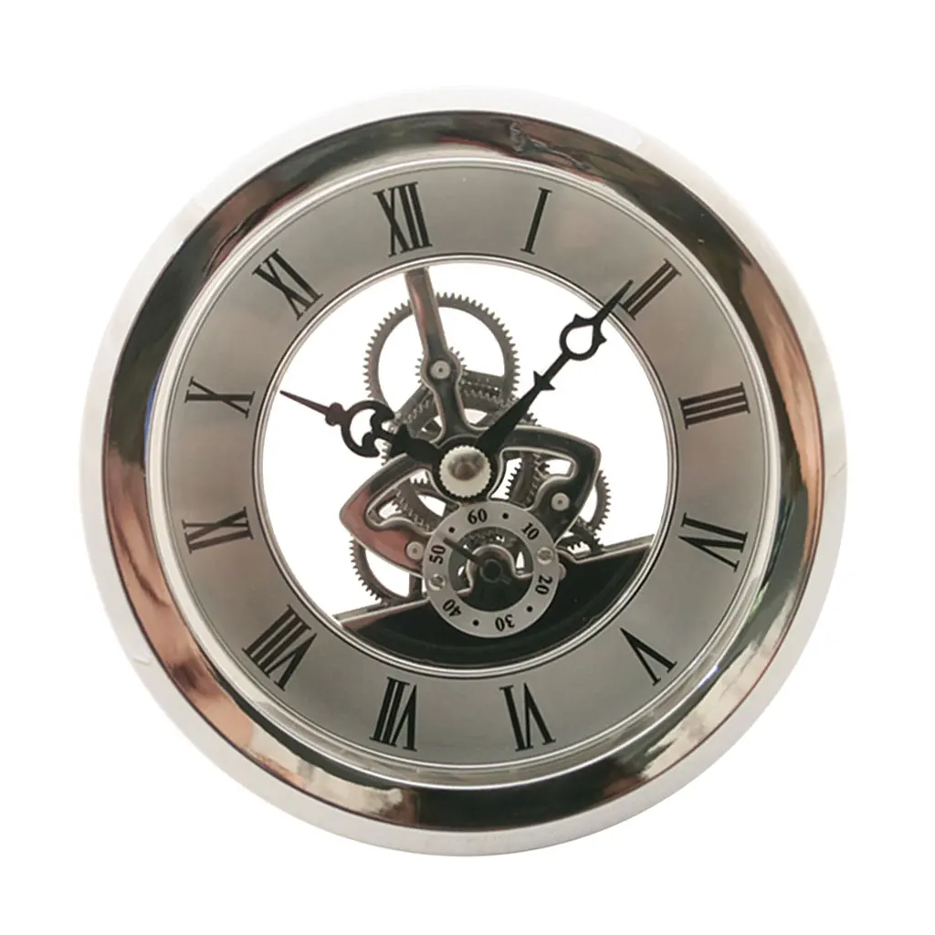 MagiDeal 103mm Dial Roman Numeral Watch Anniversary Quartz Skeleton Clock Insert with Silver Trim