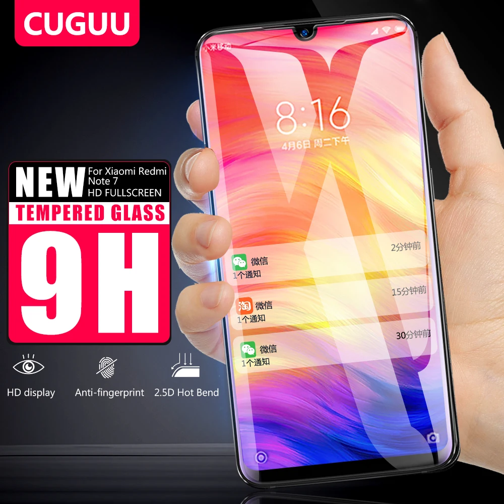 Для Xiaomi Redmi Note 7 защитная пленка из закаленного стекла для Pro Защитная экрана 9H