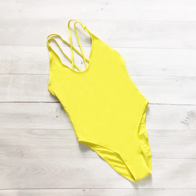 

Plus Size Swimwear Women Cross Back One Piece Swimsuit Bathing Bodysuit High Cut Beach Wear Custom Text Maillot De Bain Femme