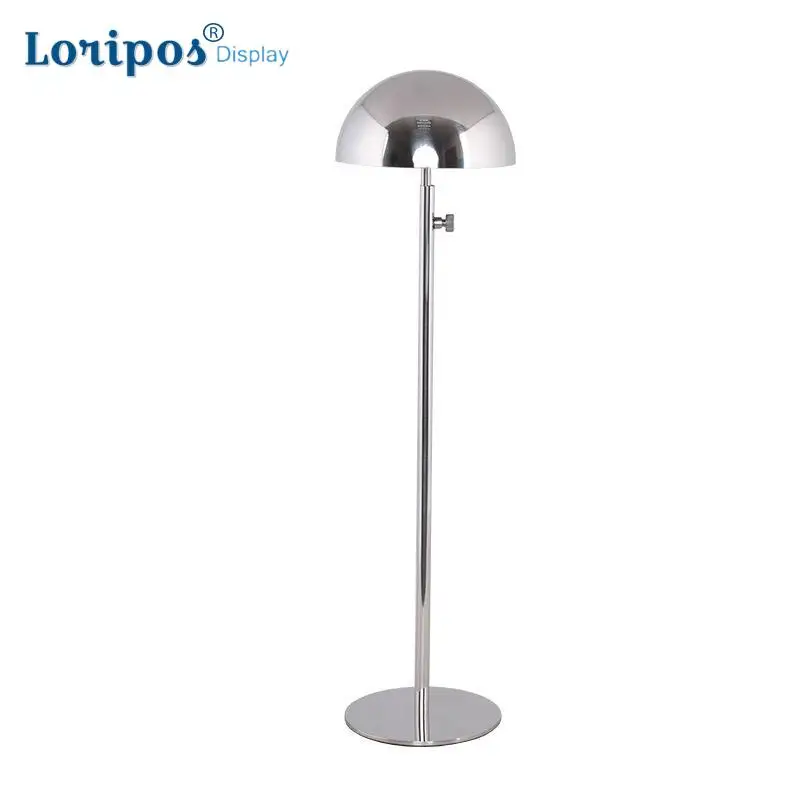 cheap High Grade Hat Bracket Wig Display Rack Table Hat Display Stand Metal Silvery Cap Holder Hat Hanging Bracket Shelf Exhibition