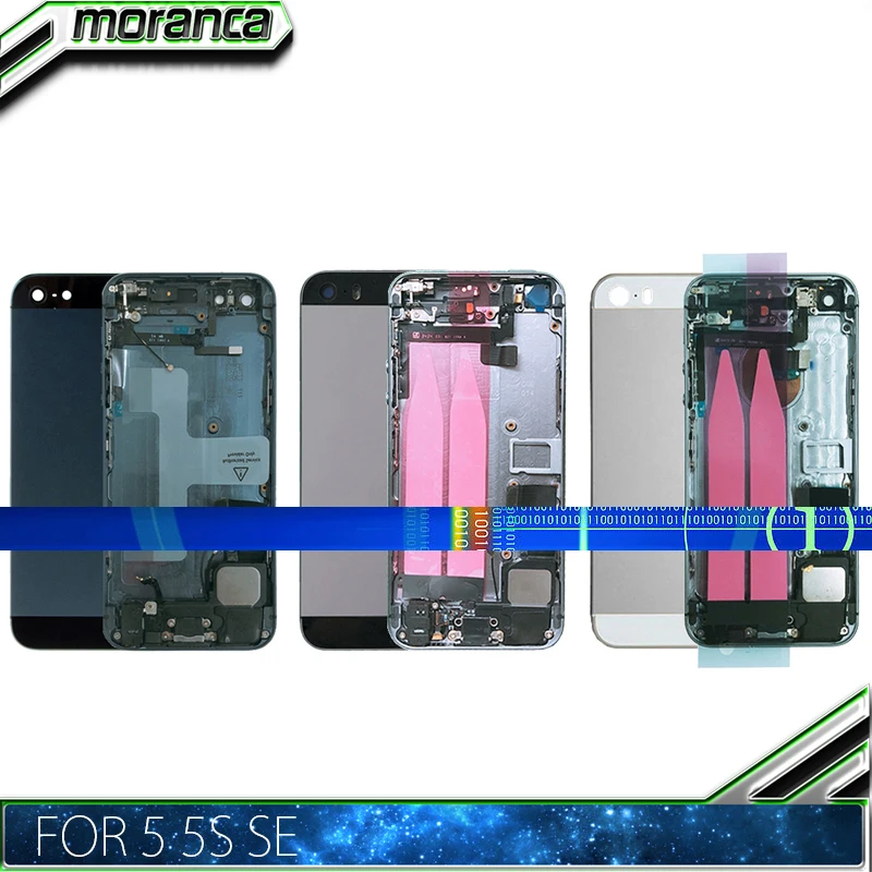 

High Quality for iPhone 5 5G 5S Full Housing Back Middle Frame Chassis Assembly Battery Cover Door Rear with Flex Cable Parts