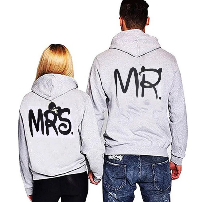

MR MRS hip hop women Men female Male love Couple brand Print grey anime Hoodie Sweatshirt down Jacket Coat clothes detroit