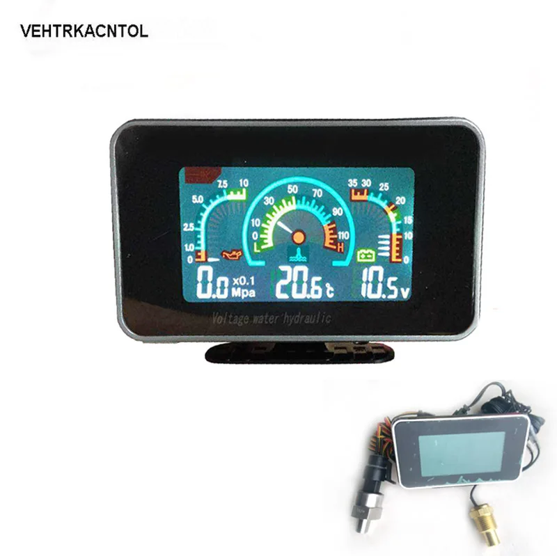 

VEHTRKACNTOL 3 Function 12v/24v Truck Car Oil Pressure Gauge+ Voltage Gauge + Water Temperature Gauge Meter Monitor