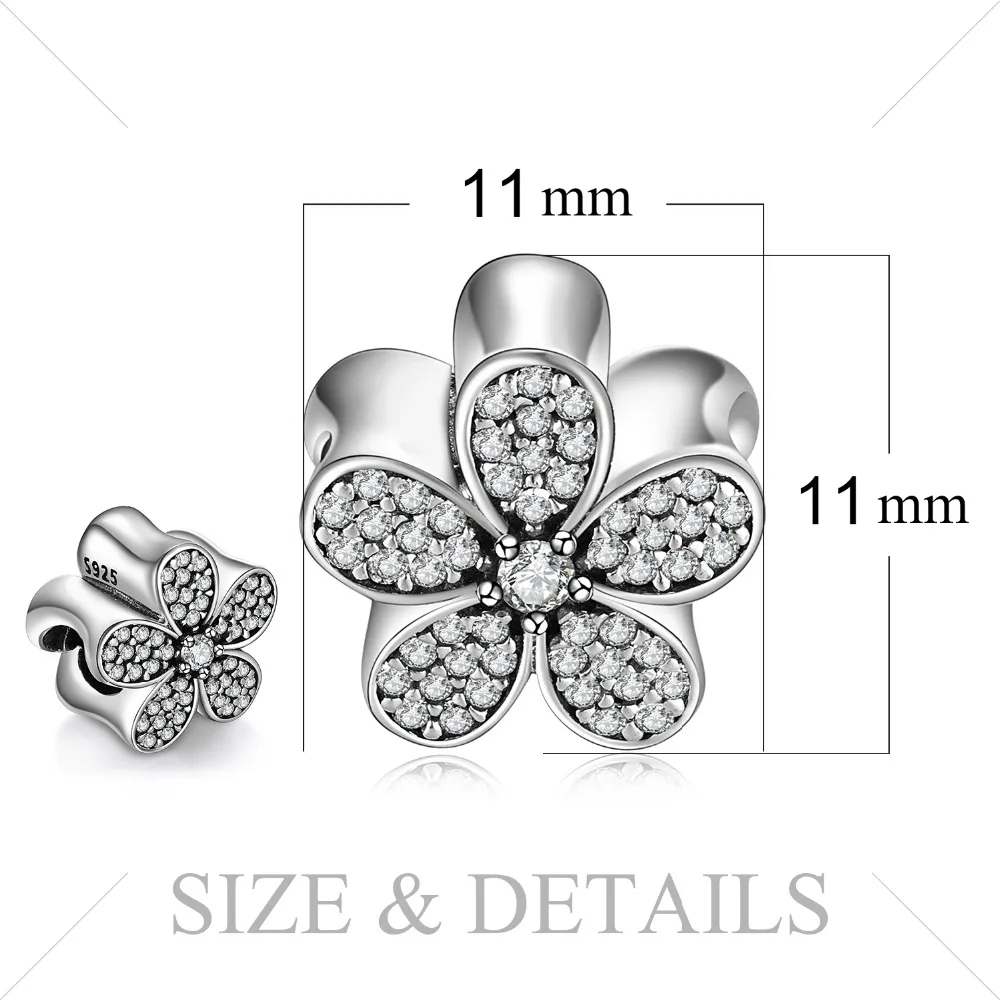 Jewelrypalace 925 пробы серебро мерцающий цветок кубического циркония Муранское Стекло