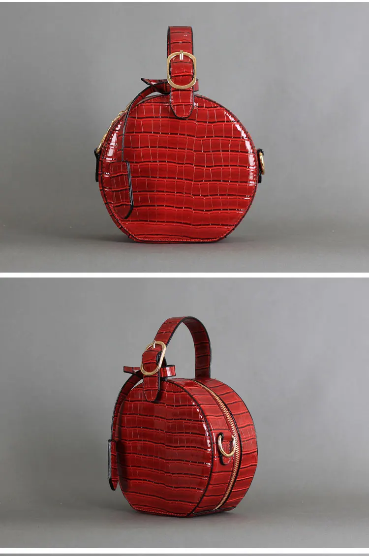 NIGEDU vintage Circular Women Handbags Famous Brand Crocodile Tote Bag  Alligator Ladies Chain Crossbody Bags PU Leather girls Messenger Bags (3)