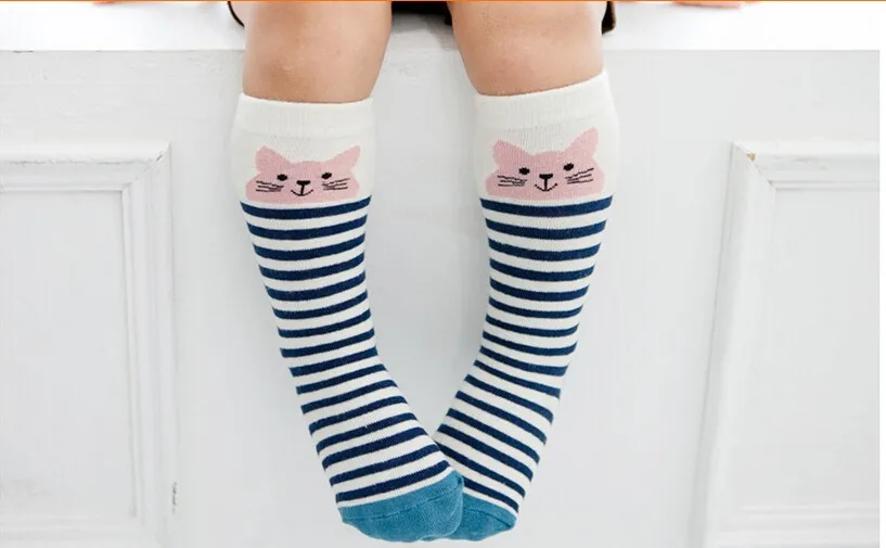 Cat Носки детские носки до колен Chaussettes Enfant для новорожденных Длинные полосатые дети детские хлопковые носки