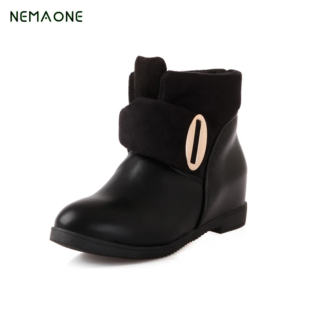 

NEMAONE NEW Fashion Winter Women Ankle Boots Warm Short Plush Inside Rubber Sole Non-slip Women's Shoes Plus Size 43