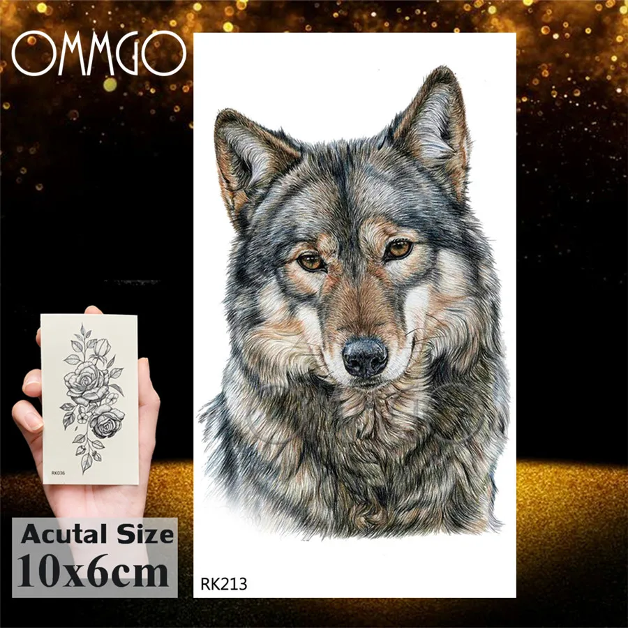Временная тату наклейка OMMGO Wolf King Galaxy Universe водонепроницаемые поддельные