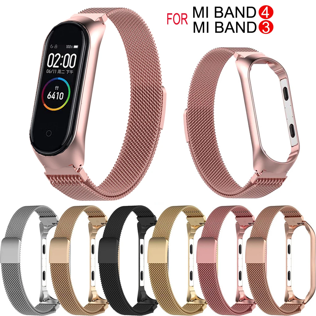 

Magnetic Bracelet Mi Band 4 Strap Miband 3 Metal Stainless Steel For Xiaomi Mi Band 4 3 Strap Wristband Pulseira Miband 4 Belt