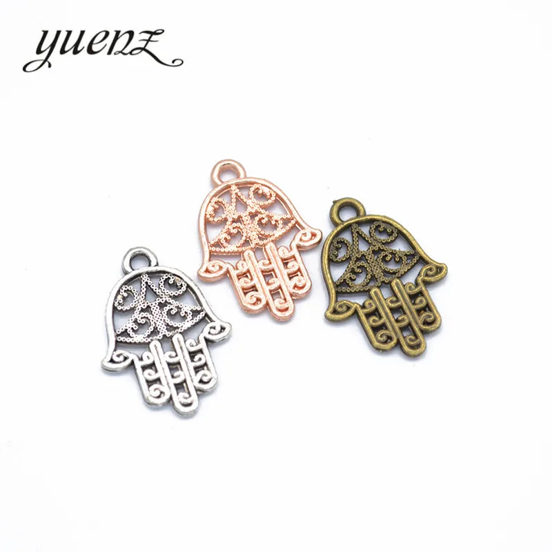 

YuenZ 25 pcs Classic Antique Hand of Fatima Charms Metal Islam Charm Pendant bracelet necklace Jewelry Making 12*9mm I196