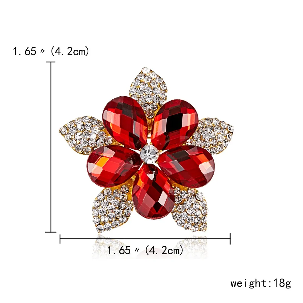 Rinhoo красный Хрустальный цветок Брошь для женщин Букет Свадебные украшения Аксессуары Красота Девушка День рождения девушка друг подарок
