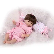 Nicery 18inch 45cm Reborn Baby Doll Magnetic Mouth Soft Silicone Lifelike Girl Toy Gift for Children Christmas Red White Wig