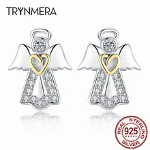 Trynmera,, высокое качество, 925 пробы, серебро, ангел-хранитель, изысканные серьги-гвоздики для женщин, модные серебряные ювелирные изделия