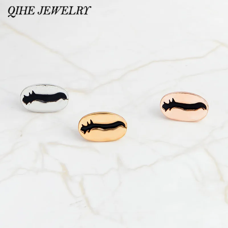 

QIHE JEWELRY Coffee bean Espresso bean Coffee pin Badges Brooches Lapel pins Women men jewelry Barist,coffee lover gifts