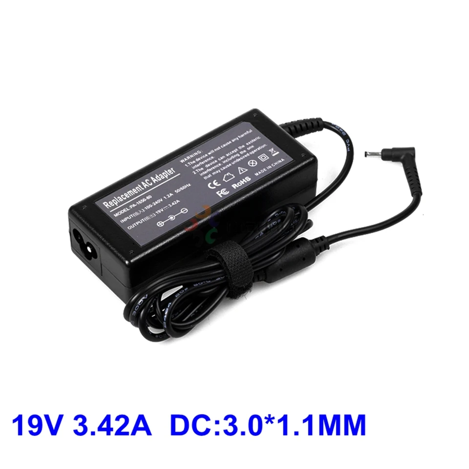 ノートパソコンのacアダプタ充電器19v 3.42A 3.0*1.1