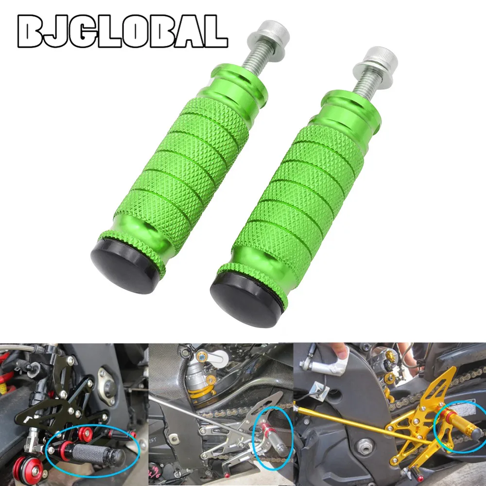 

BJGLOBAL Pair Green CNC Universal Motorcycle Rearsets Footrests Foot Peg Rest Pedals For Kawasaki Z800 Z750 Z1000