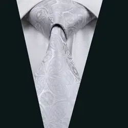 Dh-628 Для мужчин S шелковый галстук серый цветочный галстук 100% шелк жаккард Галстуки для Для мужчин Бизнес Свадебная нарядная одежда