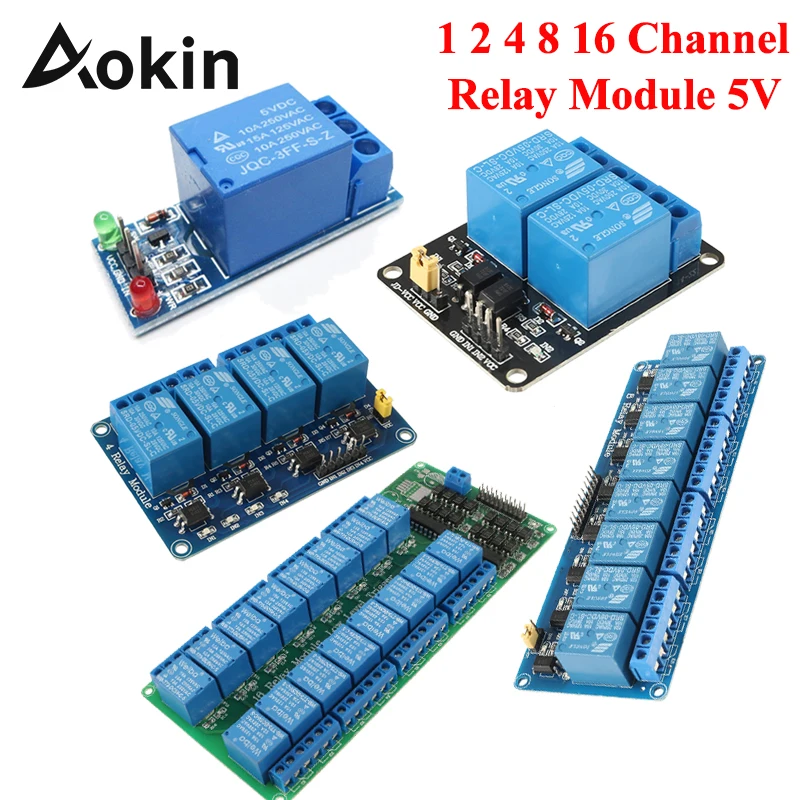 Aokin 1 2 4 8 16 канальный релейный модуль 5 в с оптроном низкоуровневая ТРИГГЕРНАЯ