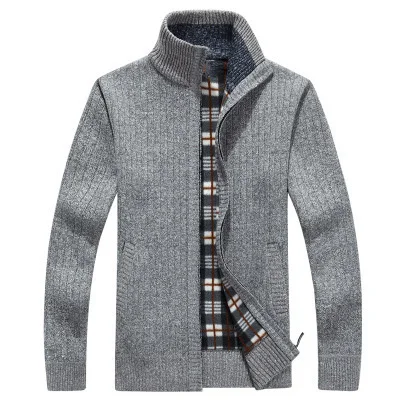 Zogaa 2019 новый мужской Однотонный свитер мужской на зиму и осень толстый свитер пальто Верхняя одежда узкие облегающие шерстяные флисовые