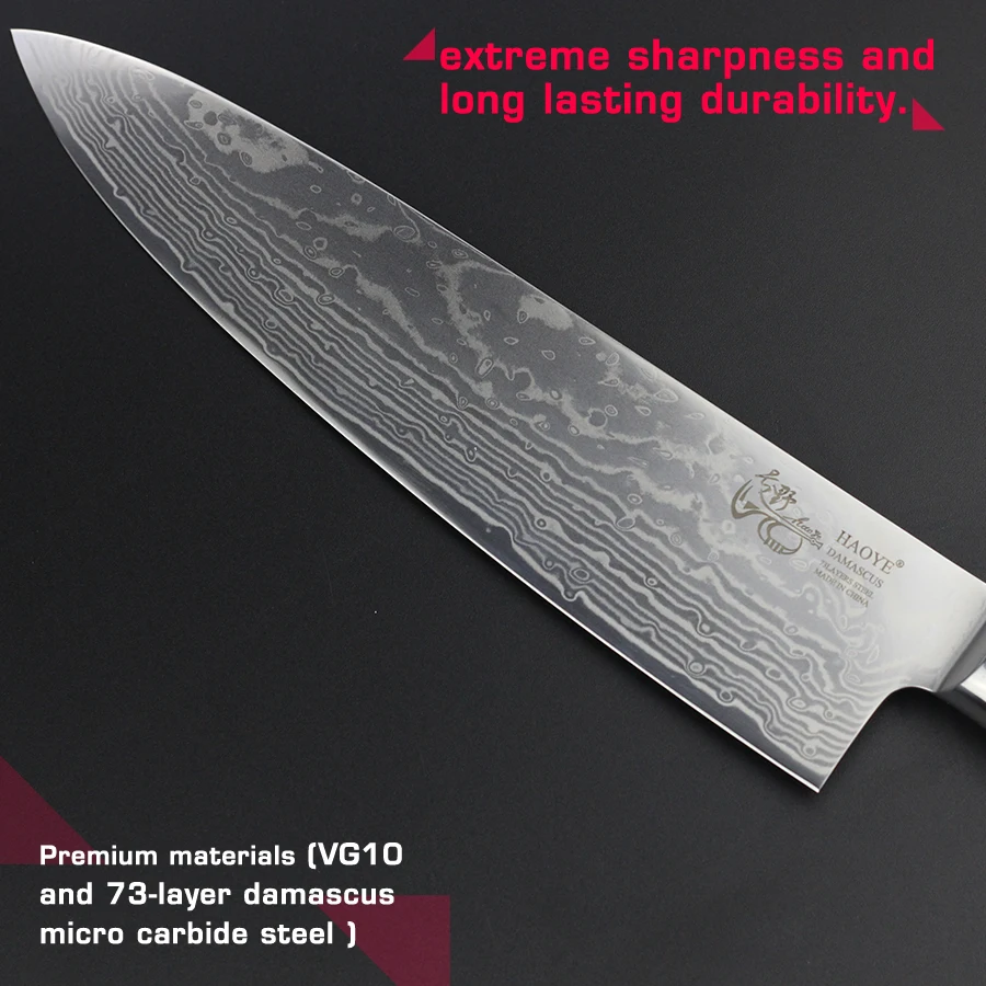  HAOYE damascus chef knife Japanese vg10 super steel kitchen knives very sharp durable pakkawood han - 32739636091