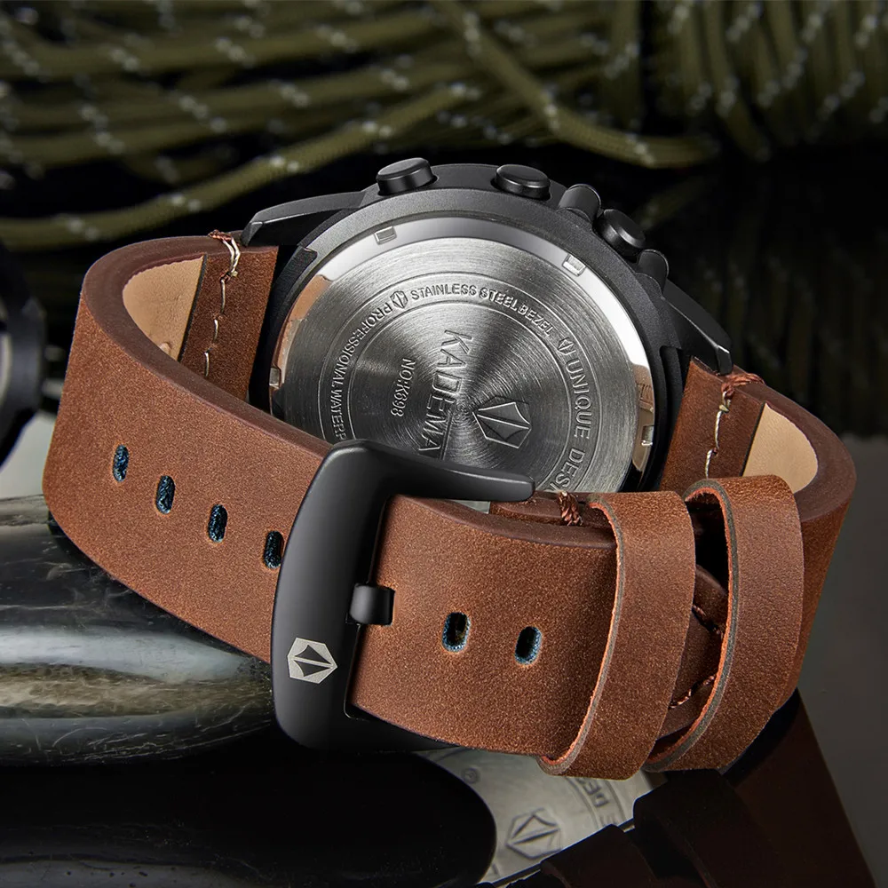 حار بيع العسكرية الرياضة ساعة رجالي شاشة ديجيتال للماء جلدية ووتش الرجال الفاخرة العلامة التجارية LED في الهواء الطلق الذكور المعصم