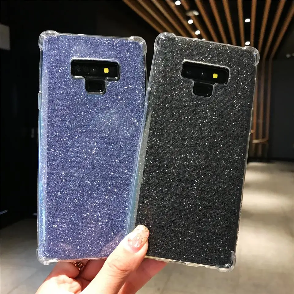 Anti-shock Glitter 2 in 1 Silicone Soft Case For Samsung Note 9 8 S9 S8 Plus S7 S6 Edge TPU Cover A6 A8 J4 J6 2018 J3 J5 J7 Pro |