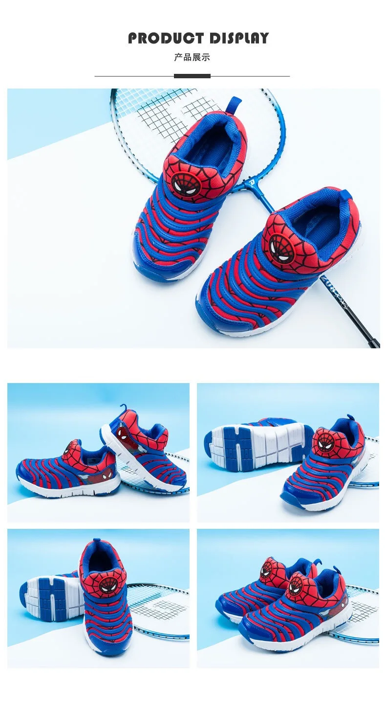 Человек-паук Ironman Американский капитан мальчик обуви детская дышащая сетка обуви мультфильм Повседневная мальчик и девочка Caterpillar спортивной обуви