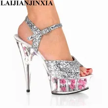 LAIJIANJINXIA/ пикантные романтические Босоножки на платформе и высоком каблуке 15 см; Танцевальная обувь для ночного клуба; женские туфли с открытым носком для танцев на шесте