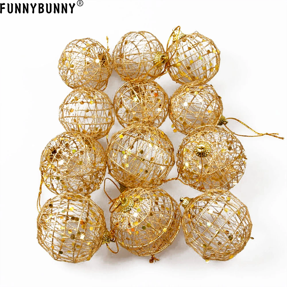 FUNNYBUNNY 6 шт./компл. полое Елочное украшение шар золотые вечерние украшения игрушки для рождественской елки