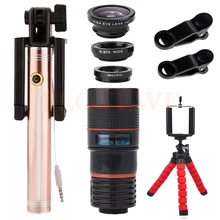 8X телефото зум Оптические стёкла телескоп Fisheye Широкий формат макрообъектив с Зажимы штатив селфи палки для смартфонов сотовый телефон Lentes