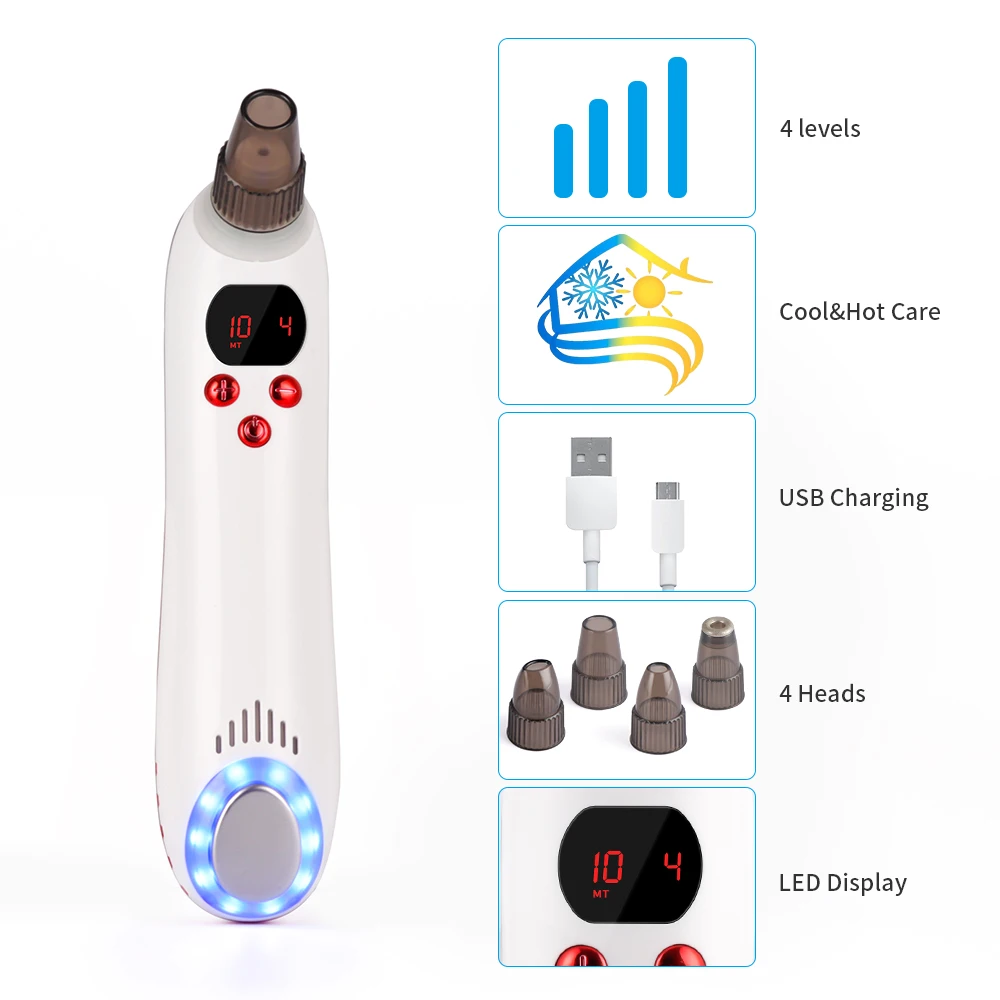 Профессиональная вакуумная машина для удаления угрей лица, глубокие поры, акне, Удаление прыщей лица, горячий холодный уход, инструмент для красоты, отшелушивающий