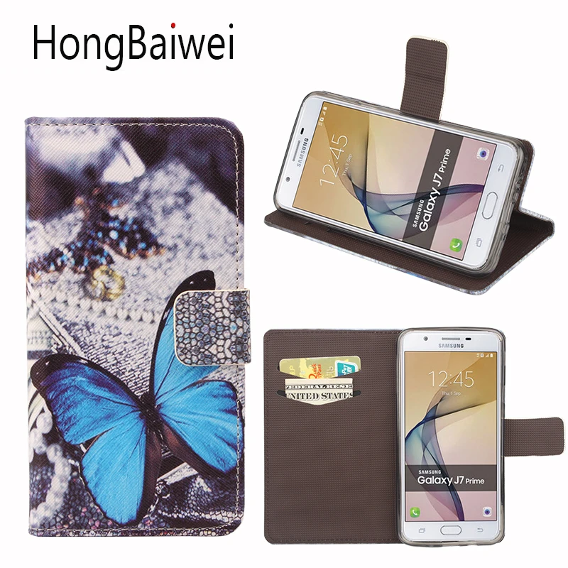 

For Samsung J7 Prime Case Fashion Girls Butterfly Pattern Flip Leather Wallet Phone Bag Case for Samsung Galaxy J7 Prime