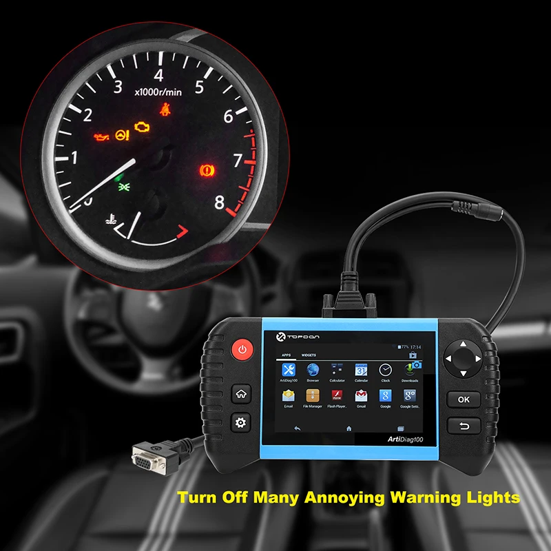 TOPDON ArtiDiag 100 автоматический диагностический инструмент автомобильный OBDII OBD2 сканер EPB сброс BMS SAS масло DPF вся система анализатор двигателя OBD