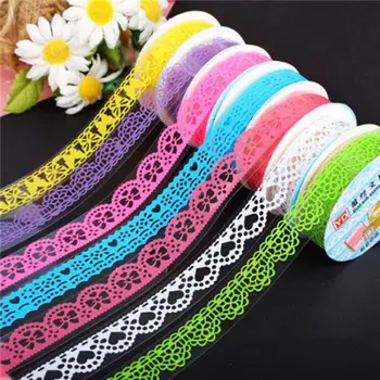 

1Pcs Lace Tape Decoration Roll Candy Colors DIY Washi Decorative Sticky Paper Masking Tape Self Adhesive Tape Scrapbook Tape
