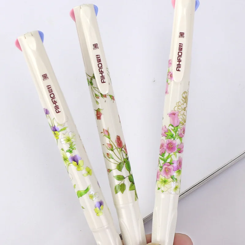 Милые 4 цвета, шариковая ручка с цветочным рисунком, многоцветные шариковые ручки, многофункциональная ручка 0,5 мм для письма, офиса и школы, Suoolies