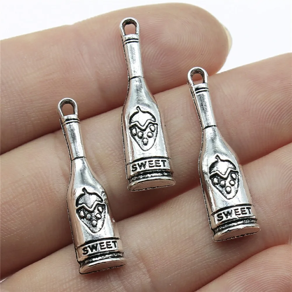 WYSIWYG 8pcs 30x8mm Wine Bottle Charm Pendants For Jewelry Making