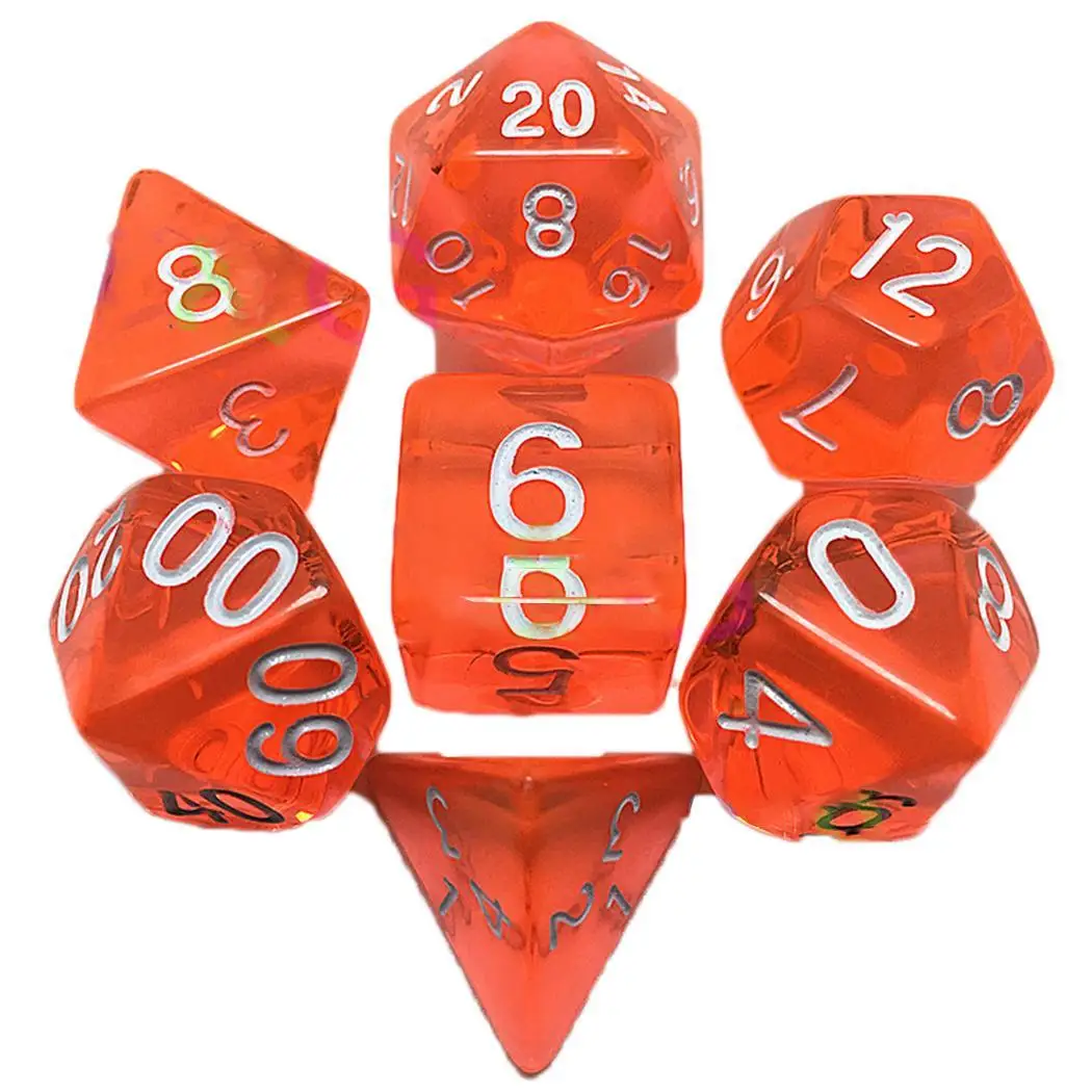 

7pcs/Set Creative Multifaceted Digital Dice D4 D6 D8 D10 D12 D20 D10 10% Dice