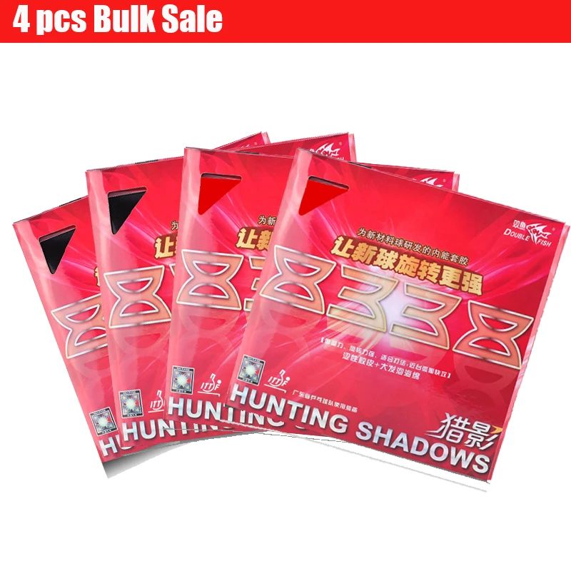 4 قطعة DoubleFish الصيد الظل 8338 المهنية الداخلية الطاقة تنس طاولة مضرب المطاط الإطارات مع الإسفنج قوي الاحتكاك و تدور