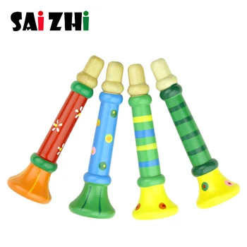 

SAIZHI Baby Wooden Small Horn Musical Toys Gift For kids And Children Music Instrumental Wood Block Early Education Toy SZ33h2