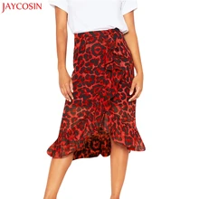 JAYCOSIN Женская юбка с леопардовым принтом, винтажная шифоновая Длинная женская Повседневная плиссированная красная юбка с высокой талией, сексуальная Женская мода z0404