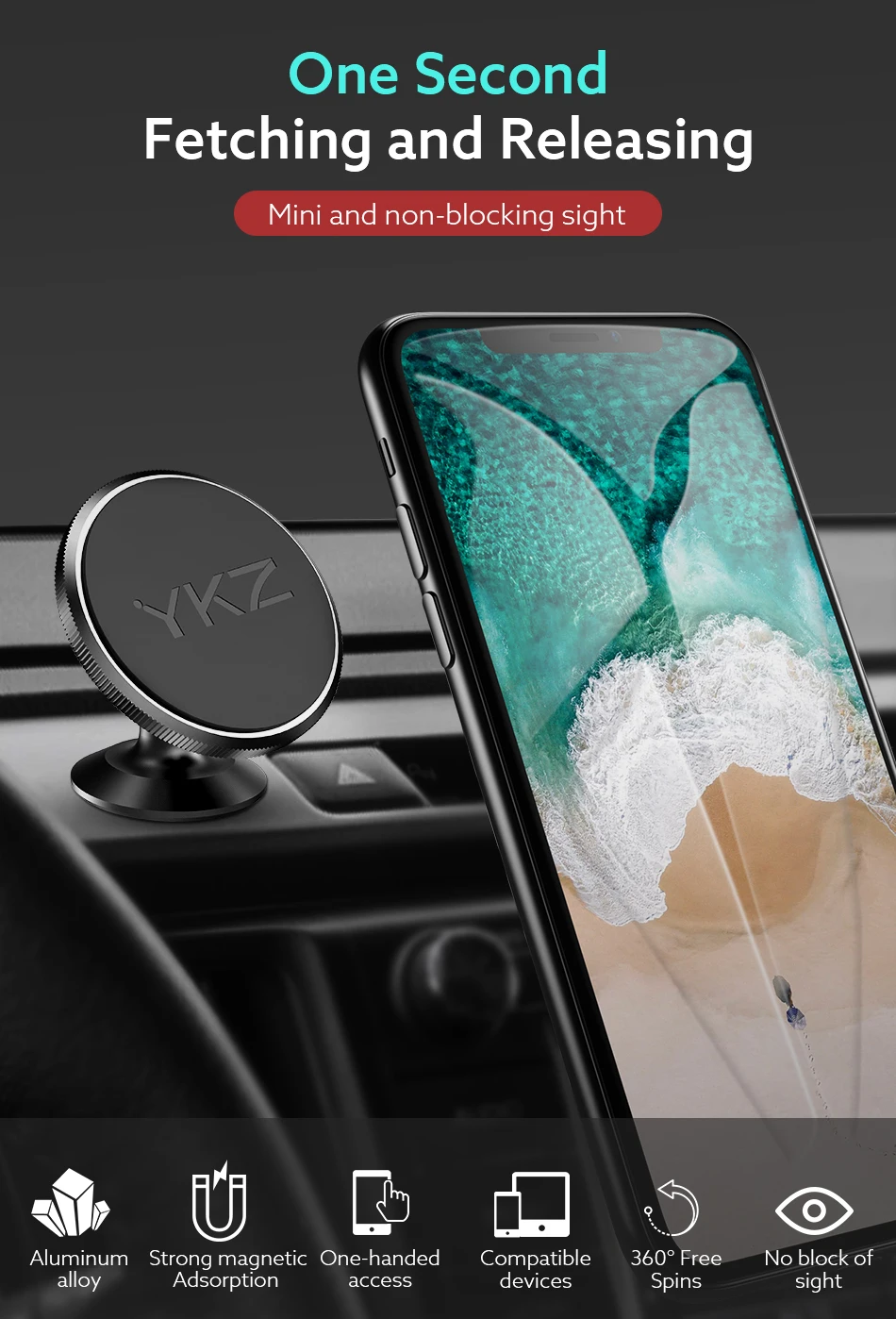 YKZ 2 Стильный Магнитный Автомобильный держатель Подставка для iphone X XR XS MAX samsung Xiamomi Air Vent gps универсальный автомобильный держатель для мобильного телефона