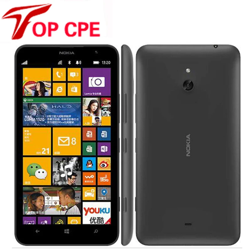 Nokia Lumia 1320,, разблокированные сотовые телефоны, два ядра, 6,0 дюймов, сенсорный экран, 5 Мп камера, 3400 мАч, 8 Гб rom, 1 ГБ ram, отремонтированный