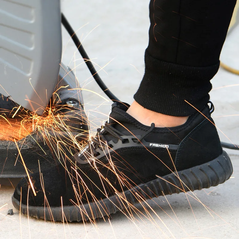 Мужская Рабочая обувь со стальным носком; повседневные дышащие кроссовки уличные ботинки с защитой от проколов; удобные промышленные ботинки