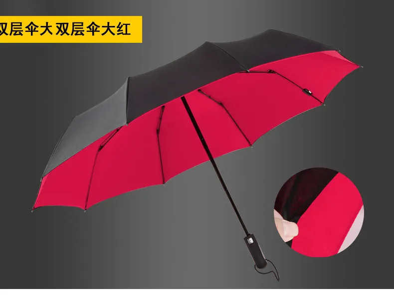 Big Fully Automatic Umbrella Folding Men Auto Windproof Umbrellas Rain Men Black Coating Parasol 3 Folding Umbrella Big 3DYS17