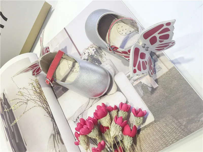 

Spring And Autumn Children Butterfly Wings Princess Shoes Real Cow Leather Baby Round Head Single Shoes Dance Shoes Ballet Shoes