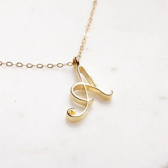 

Minimalists Design A Initial Cursive Monogram Necklace Letter A Delicate Jewelry for Memorial Gift