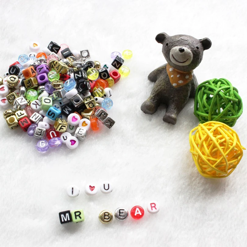 1100pcs Acrylic Letter Beads for Any Name on Pacifier Chain Clips 15 Shapes Alphabet Beads for Baby Education Toys DIY Bracelets